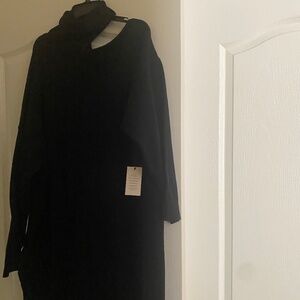 Black cold shoulder sweater dress